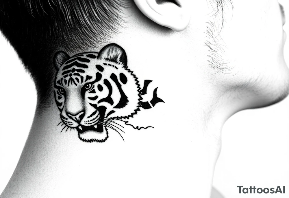 cyrillic russian + Macedonian tiger on the side of my left neck tattoo idea