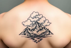 Clouds with mountains and water in Colorado tattoo idea