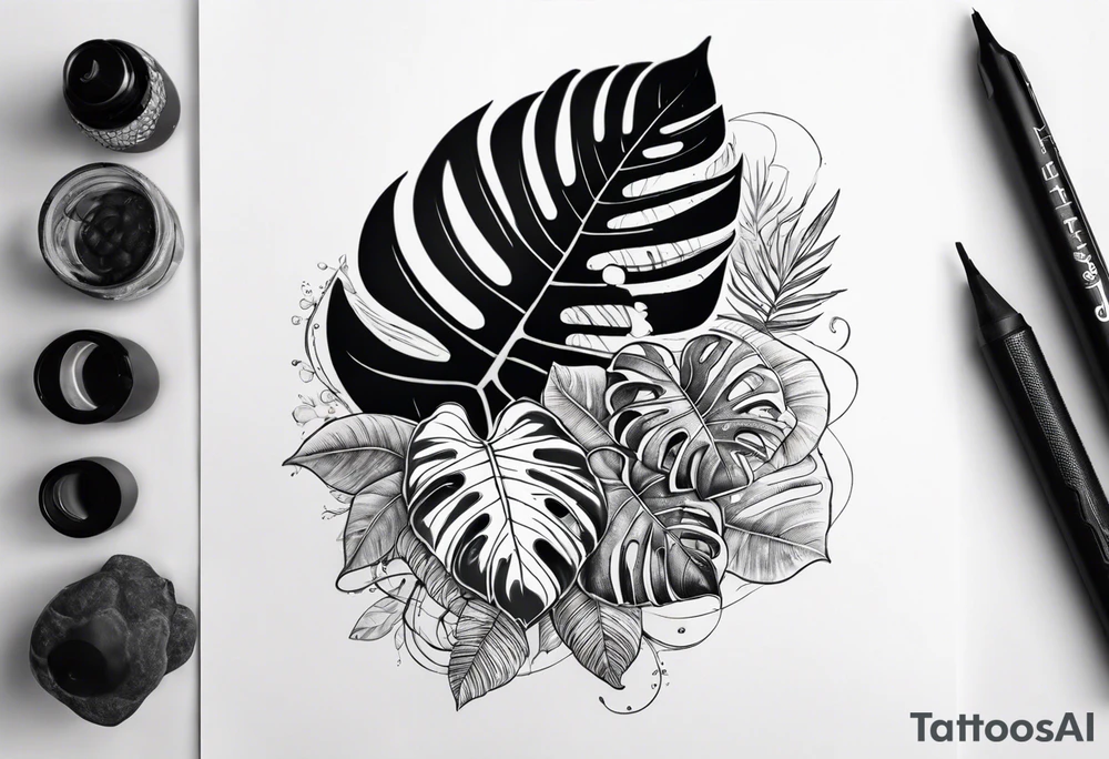 Monstera avec serpent tattoo idea