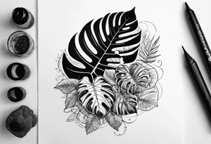 Monstera avec serpent tattoo idea