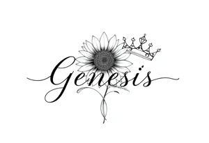 name genesis and a sunflower and a crown tattoo idea
