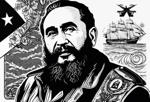 create a tattoo with fidel castro and the cuba flag with a known and original cuban quote tattoo idea