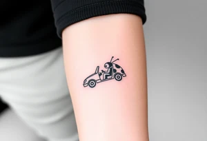 animal Ladybug driving car tattoo idea