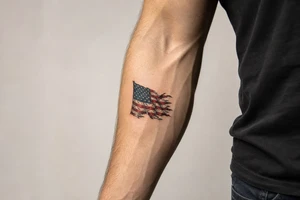 torn American flag tattoo idea