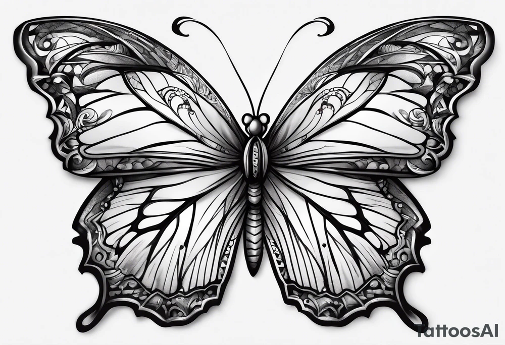 dark butterfly tattoo idea