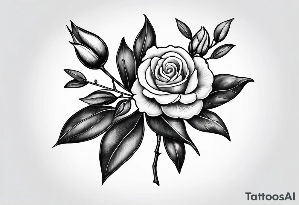 Olive branch with a small rose tattoo idea