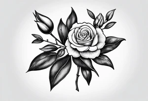 Olive branch with a small rose tattoo idea