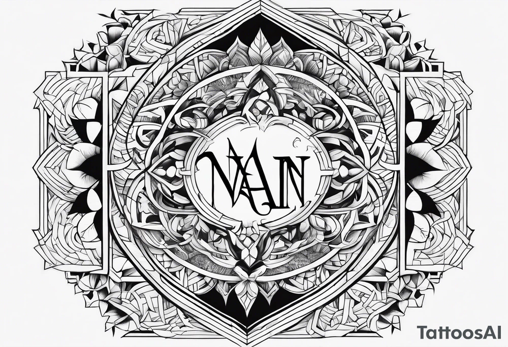 Write the word Nain in vertically tattoo idea