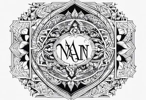 Write the word Nain in vertically tattoo idea