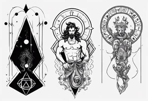 The Zodiac sign Aquarius in Human male form, mystic and spiritual. tattoo idea