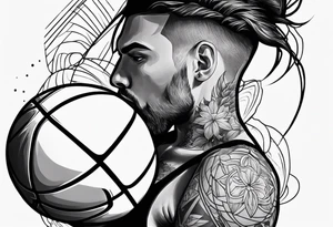 Describe me a tattoo for a person who spend him all life for basketball and they have to be ended him basketball carrier due to hand injury tattoo idea