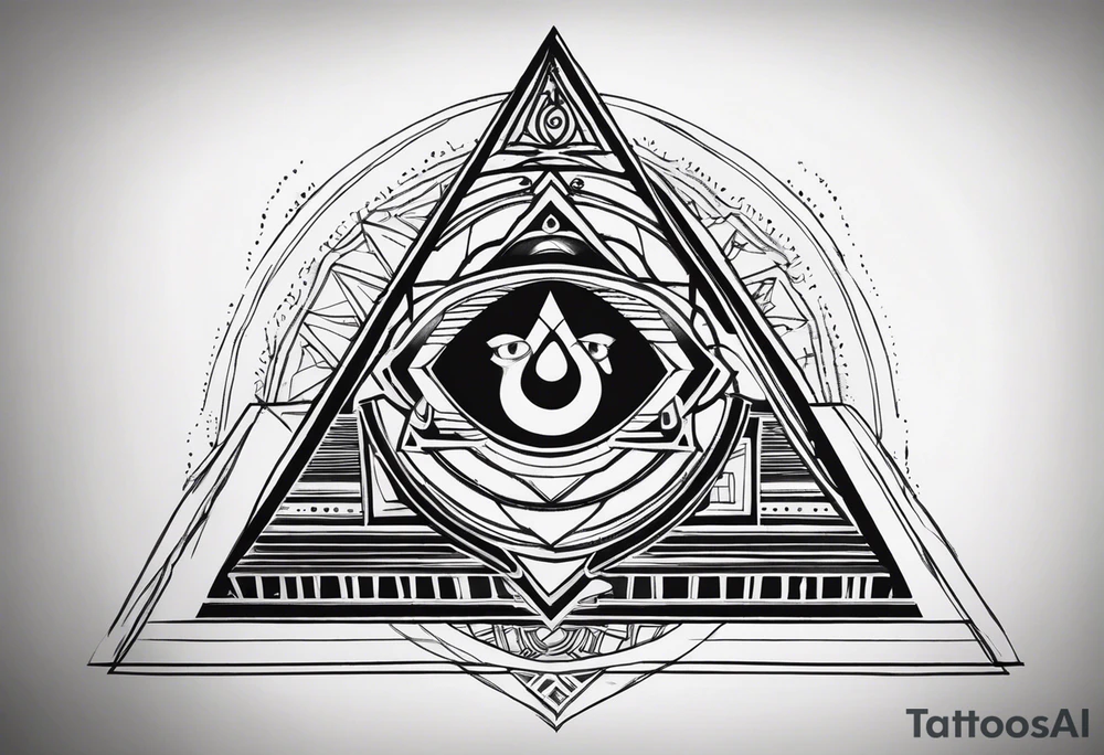 Om symbol with third eye and pyramids tattoo idea