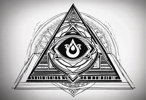 Om symbol with third eye and pyramids tattoo idea