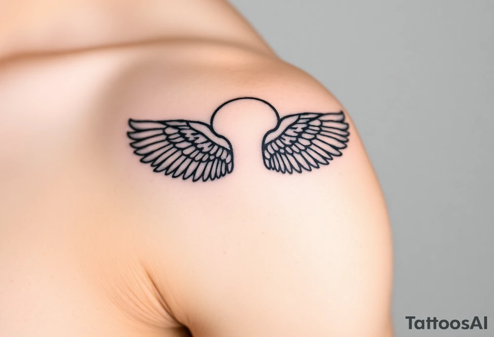 Angel wings with halo tattoo idea