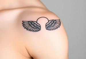 Angel wings with halo tattoo idea