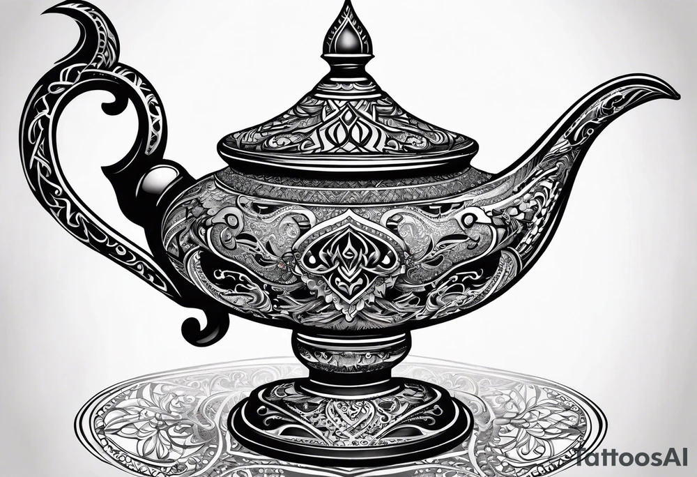 magic lamp with message prince ali in arabic tattoo idea
