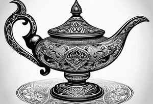 magic lamp with message prince ali in arabic tattoo idea