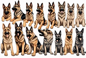 Goofy German shepherd puppy profile tattoo idea