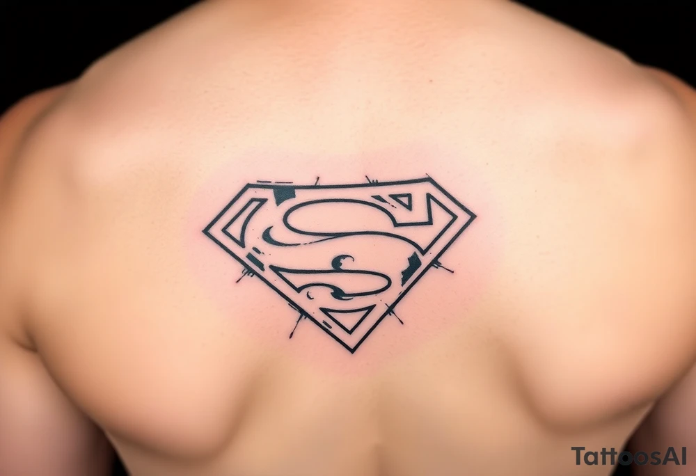 A hand tattoo that says SV And looks like the superman symbol tattoo idea