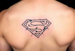 A hand tattoo that says SV And looks like the superman symbol tattoo idea