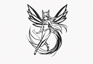 A fairy with a tail that is the fairy in the Fairy Tail anime guild logo in the same position tattoo idea