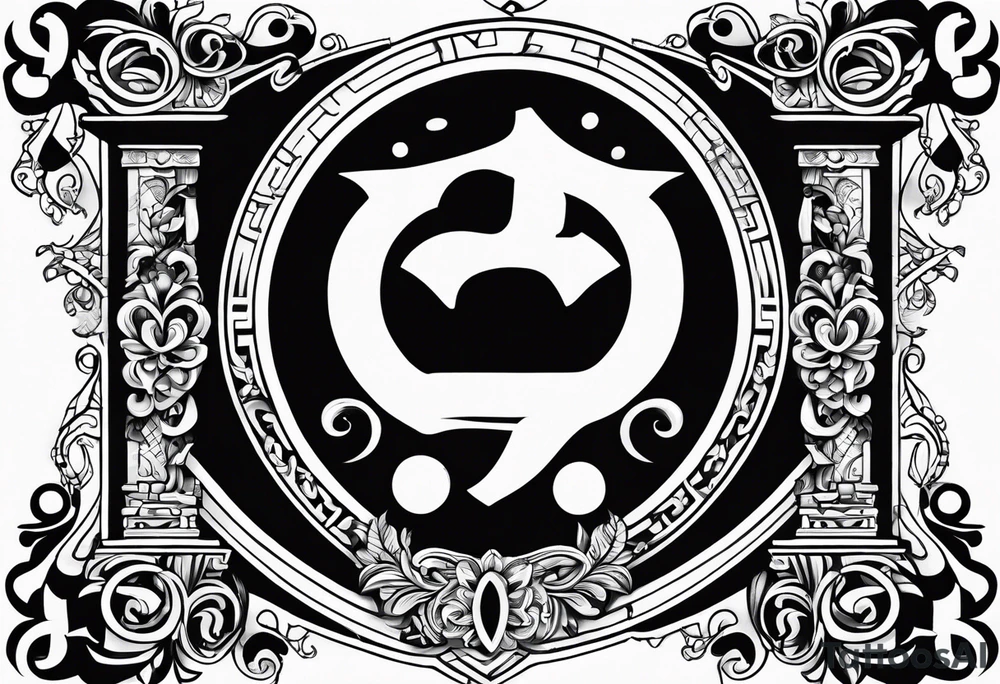 Greek Capital Letter Omega symbol black magic style tattoo idea