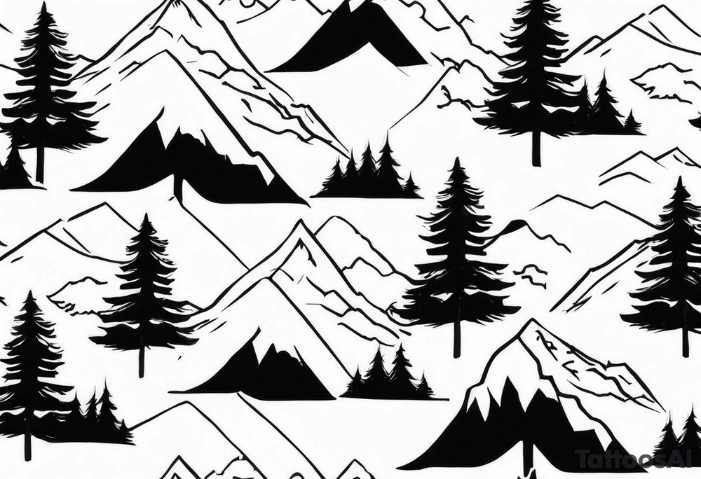 small mountain and trees tattoo idea