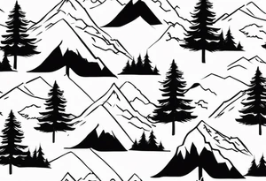 small mountain and trees tattoo idea