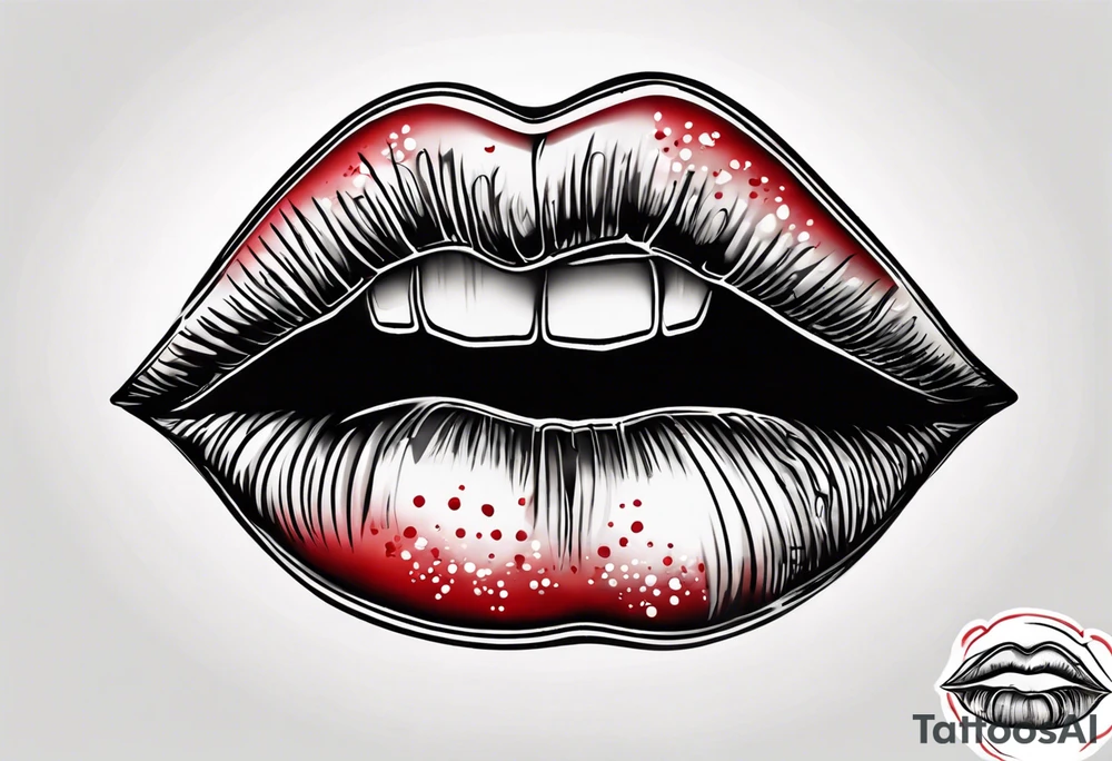 A lip print with the inscription "Kiss my a$$" tattoo idea