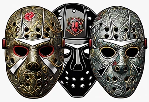 Friday the 13th Jason mask, Japanese art tattoo idea