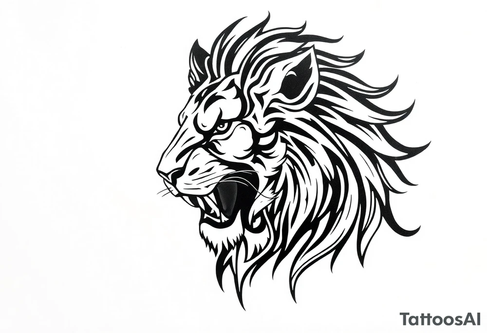 powerful majestic lion, close-up tattoo idea