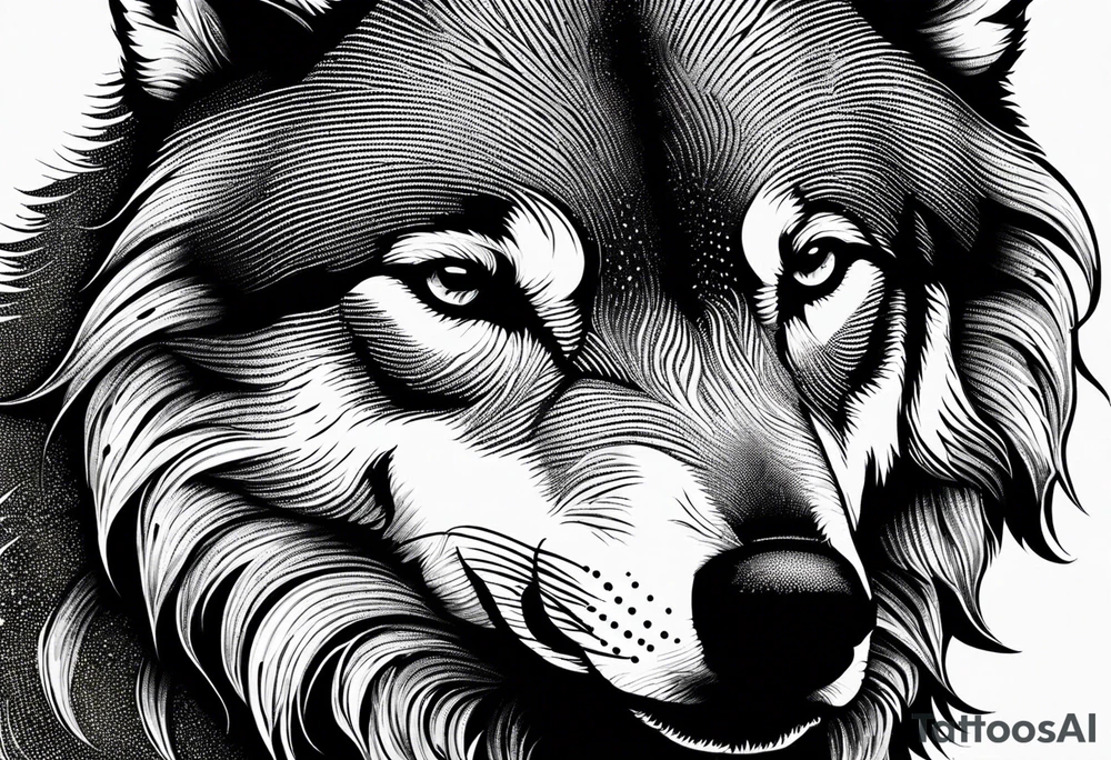 Powerful wolf tattoo idea
