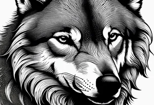 Powerful wolf tattoo idea