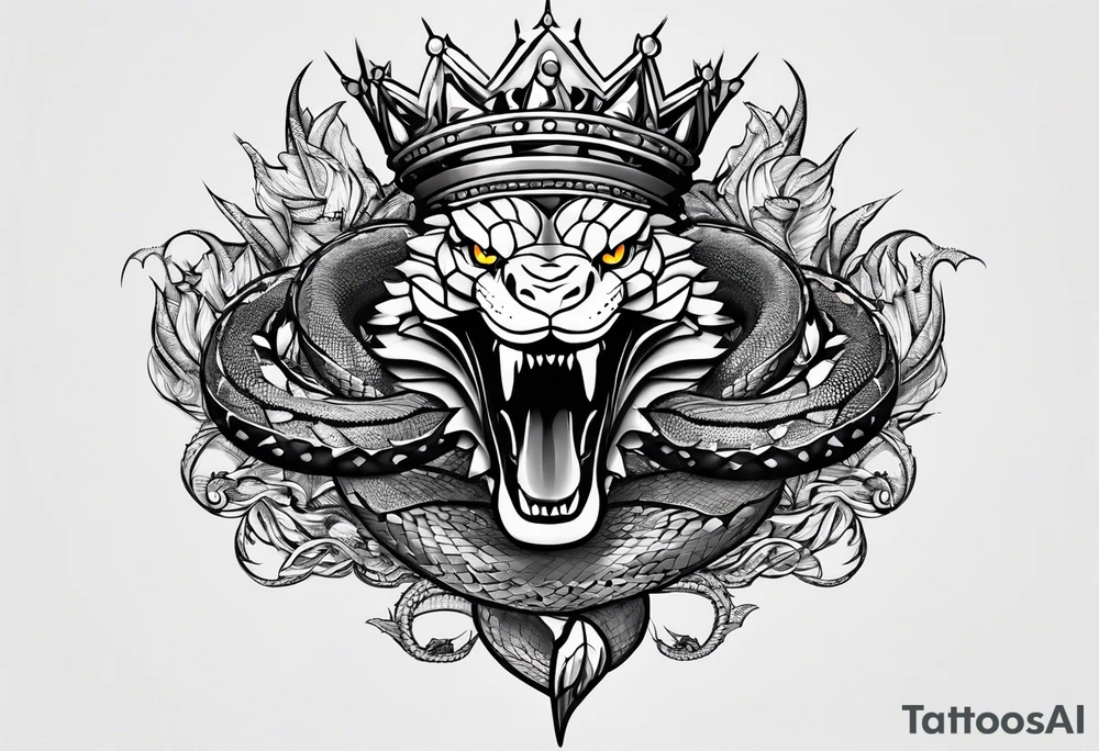 the top of the crown spikes morph into snakes tattoo idea