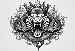 the top of the crown spikes morph into snakes tattoo idea