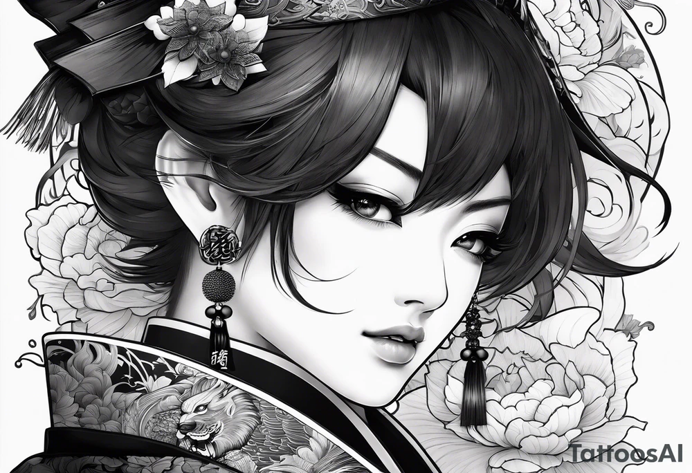 I want this japanese text but in cool art style 天下無双 tattoo idea
