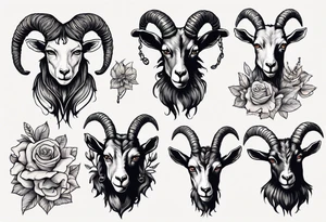 high contrast human like goat friendly but dark and large no flowers tattoo idea