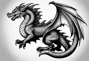 Medieval dragon climbing with a slight side profile tattoo idea