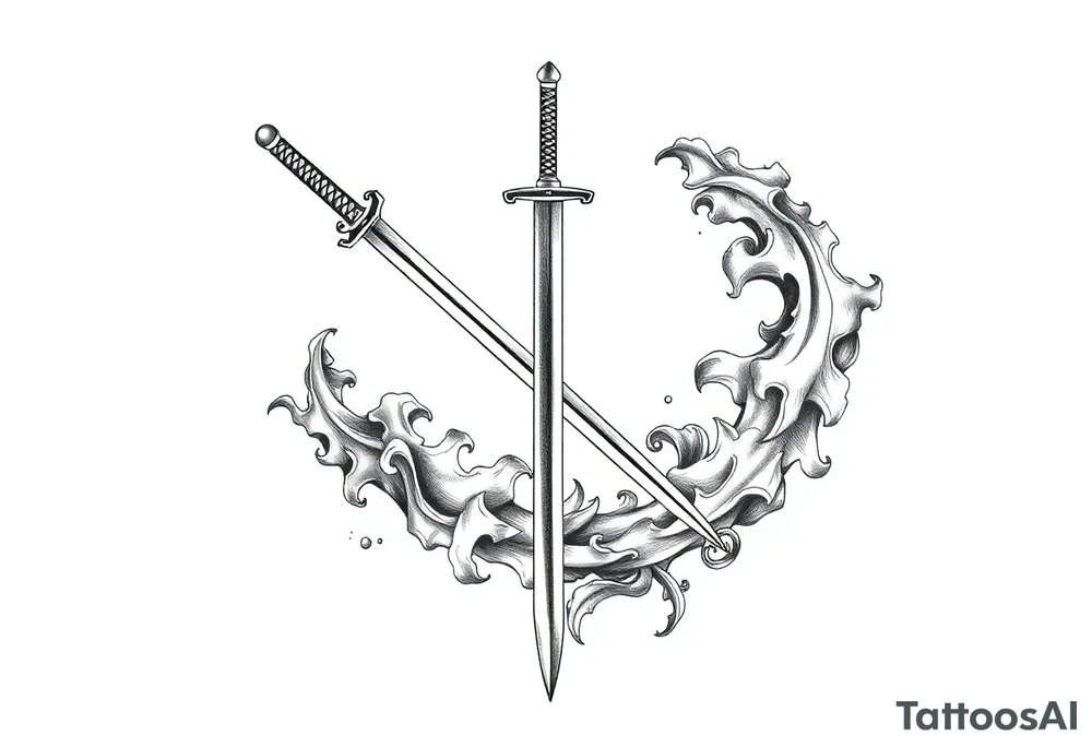 Life, sword, ambition, relentless, happiness tattoo idea