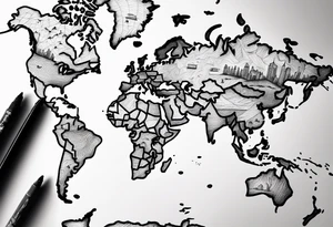 travel, world map, leg tattoo tattoo idea