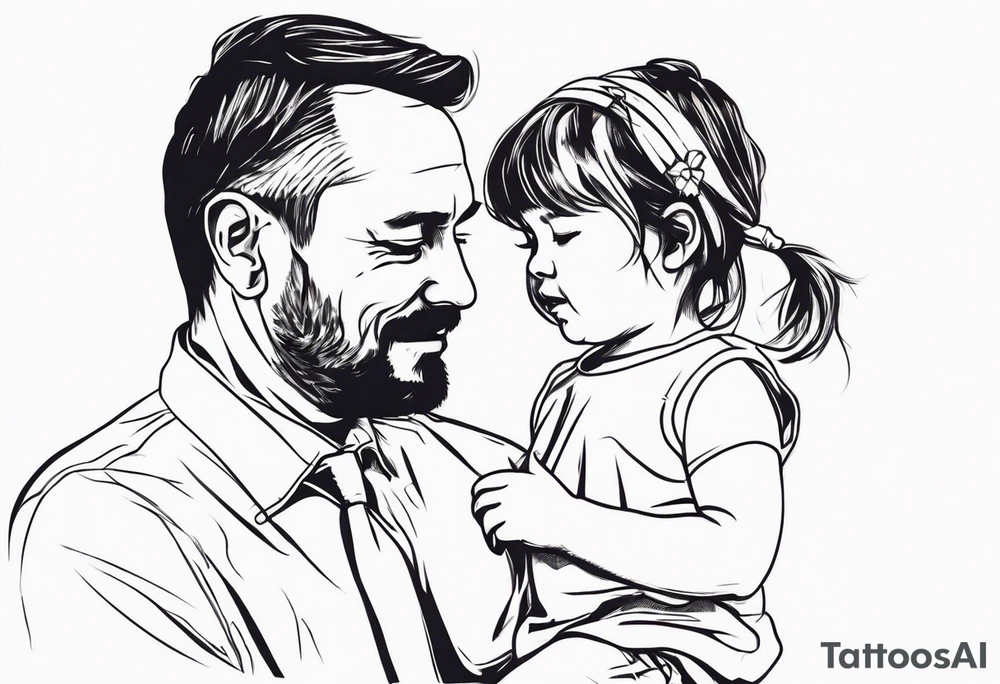 little girl with her dad for memorial of her father tattoo idea