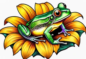 Sunflower tree frog tattoo idea