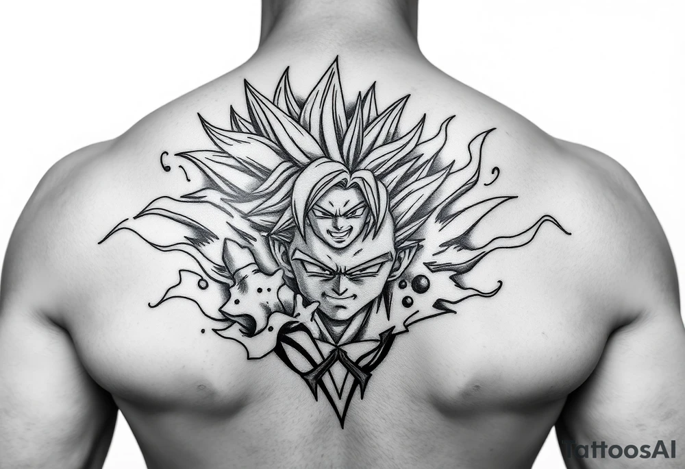 legendary dragonball z scene with energy aura and power effects tattoo idea