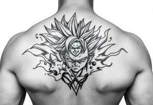 legendary dragonball z scene with energy aura and power effects tattoo idea