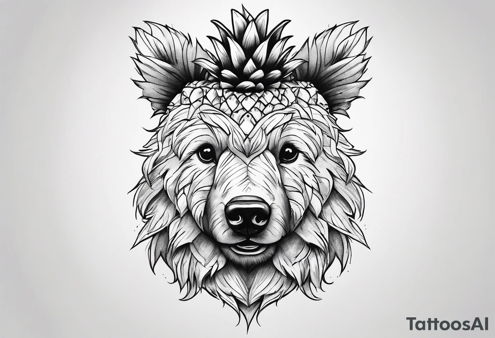 Cute Pineapple bear tattoo idea