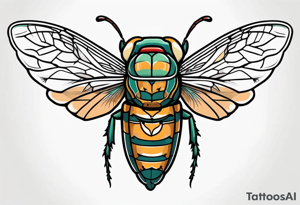 Neo traditional cicada tattoo idea