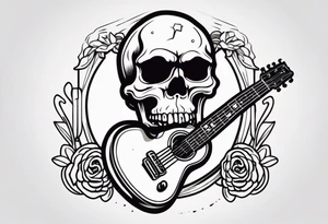 Rock and roll skull with a guitar tattoo idea