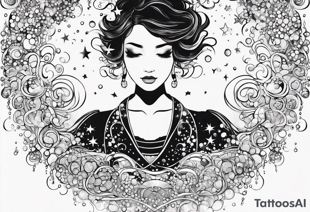Draw me some magical really simple underwater bubbles and simple stars tattoo idea