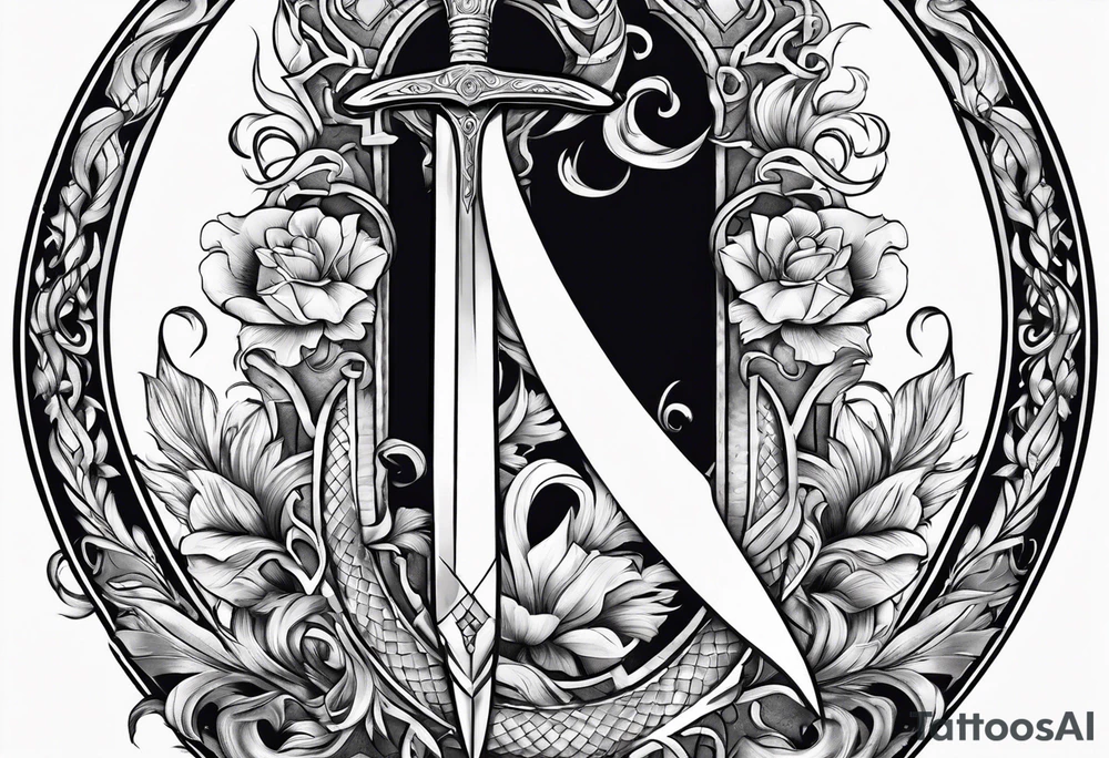 Feminine dagger with a serpent around it tattoo idea Feminine dagger with a serpent around it tattoo idea