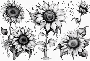 Four sunflowers underwater tattoo idea